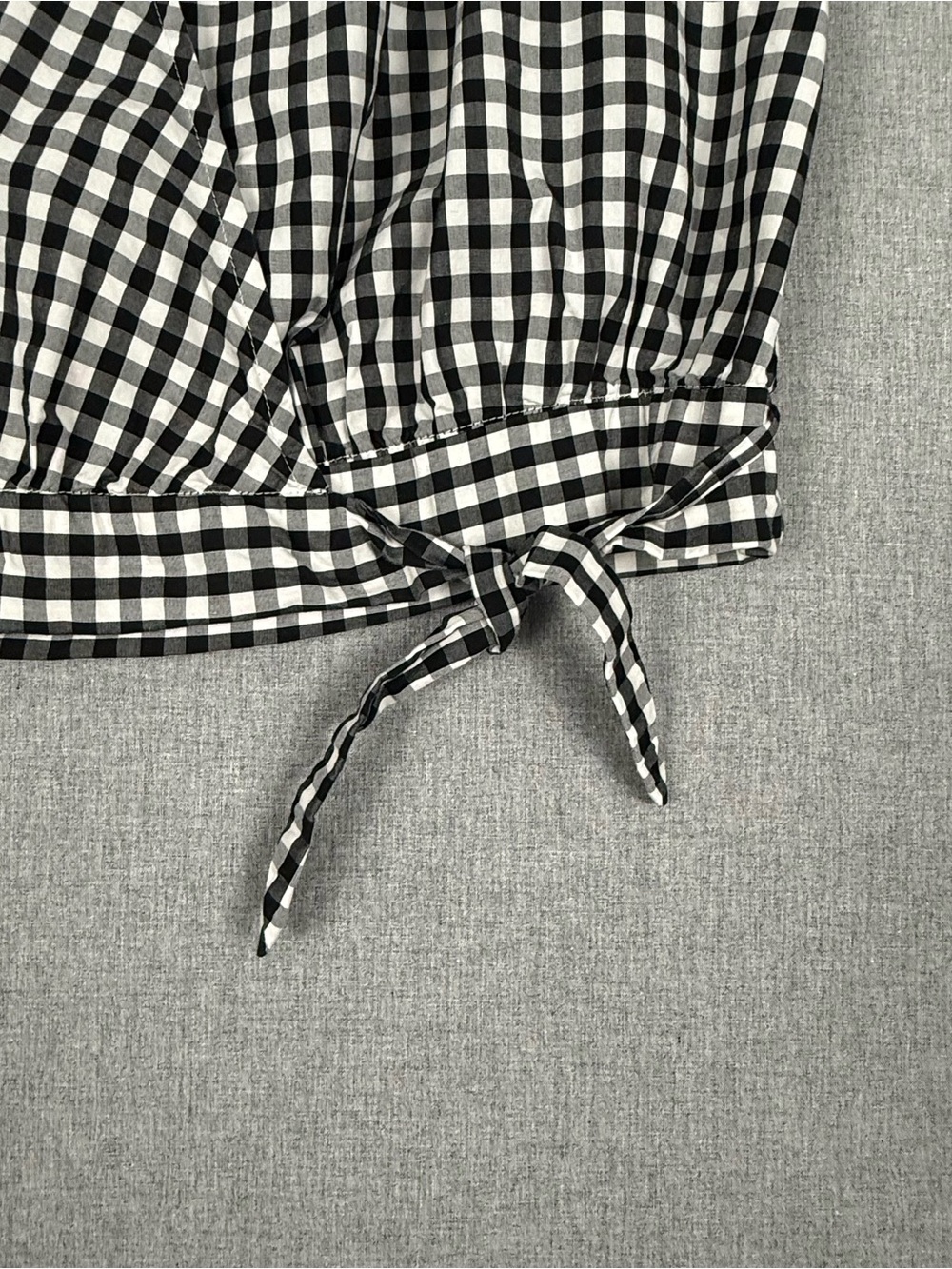 Madewell Gingham Wrap Puff Sleeve Crop Top Large Cotton - Picture 6 of 13